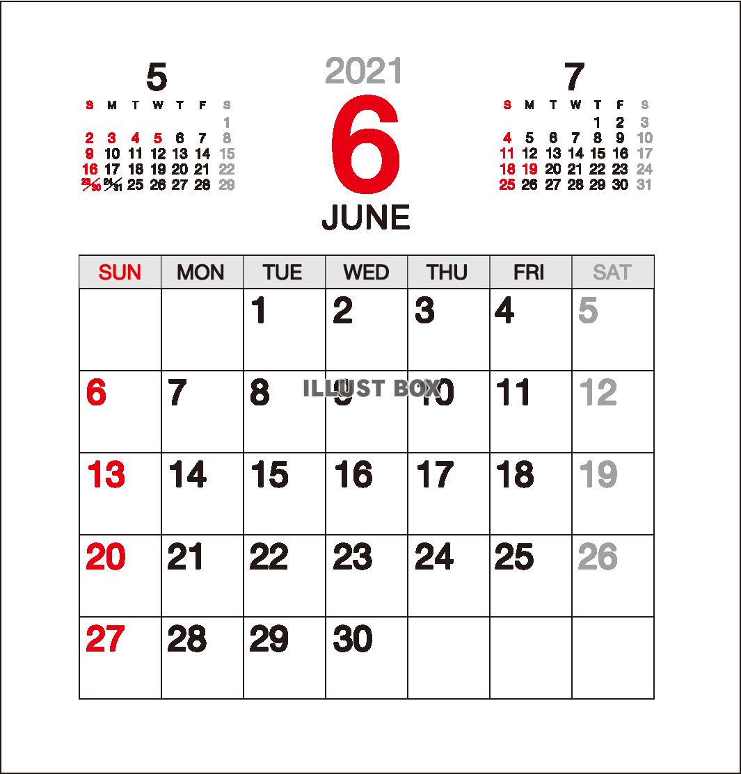 無料イラスト 21年 令和3年 6月卓上カレンダー 定番