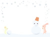 雪とウサギとネズミのフレームイラスト　線なし