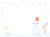 雪とウサギとネズミのフレームイラスト　線なし