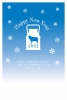丑年　年賀状テンプレート055(牛、うし、ウシ、雪、牛乳、ミルク、タンク、シンプ
