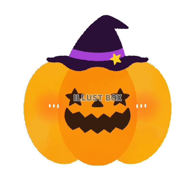無料イラスト ハロウィンのかぼちゃ 星 帽子