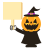 看板を持ったハロウィンカボチャ　透過png