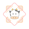 年賀の角型牛スタンプ：オレンジ