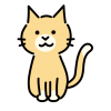 クリーム色の猫のシンプルかわいいイラスト