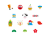 2021年　年賀状　丑年　かわいいアイコンセット　カラフル