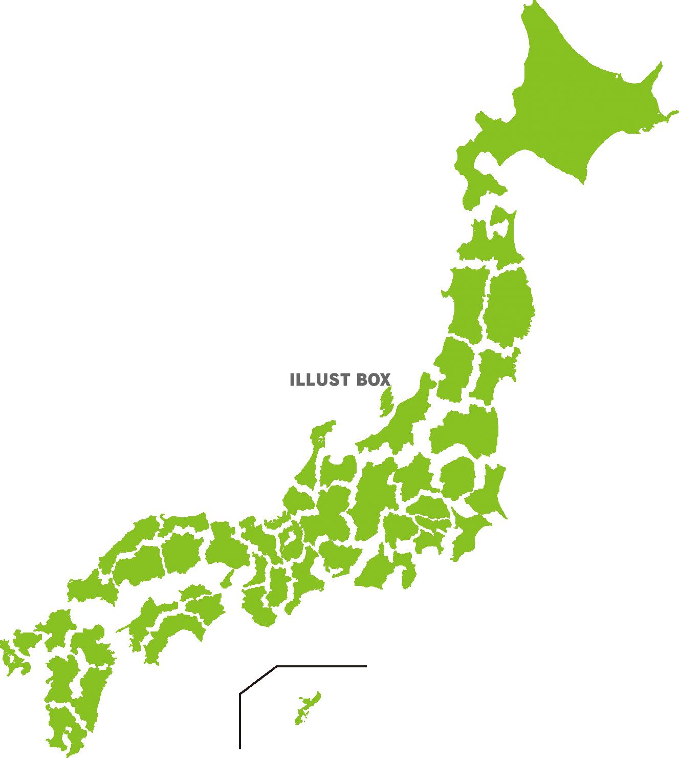 無料イラスト 日本地図データ 分割 日本列島 46都道府県