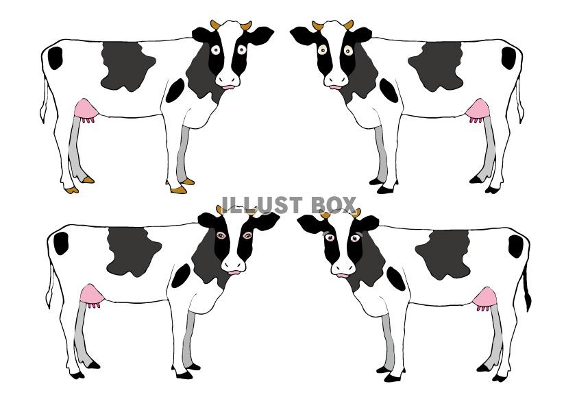 無料イラスト 牛のイラスト乳牛ホルスタイン丑年年賀状素材