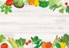 ベジタブル★野菜がいっぱいの背景フレーム★白い木の背景