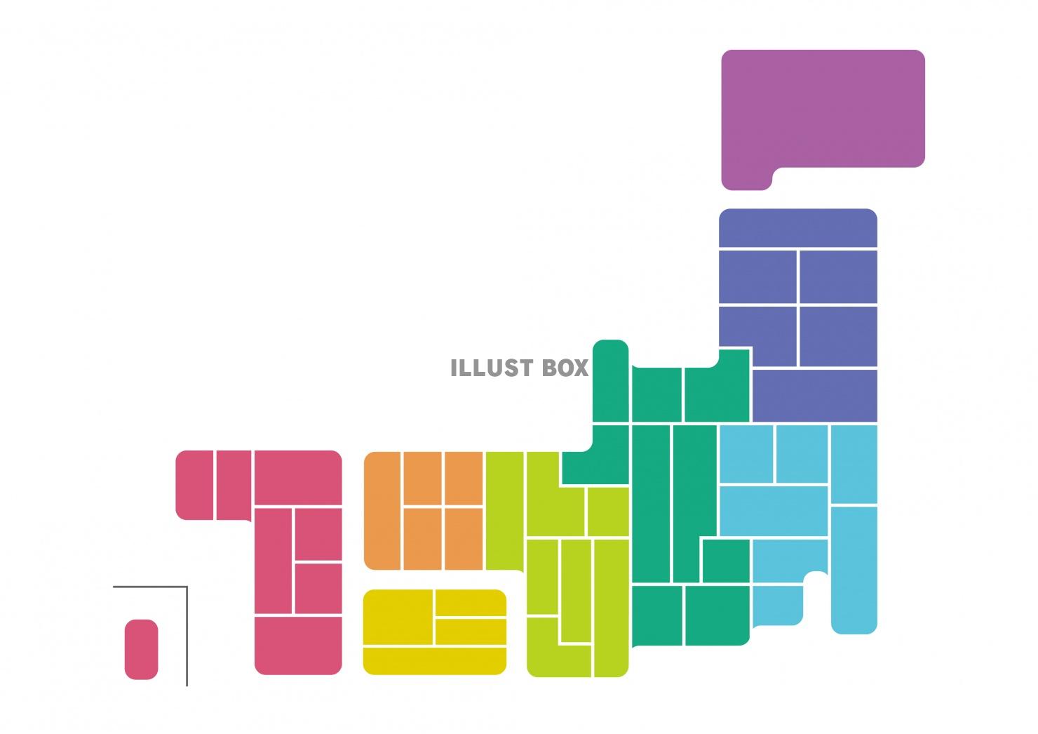 無料イラスト Japan 日本地図 県境あり シンプルタイプ
