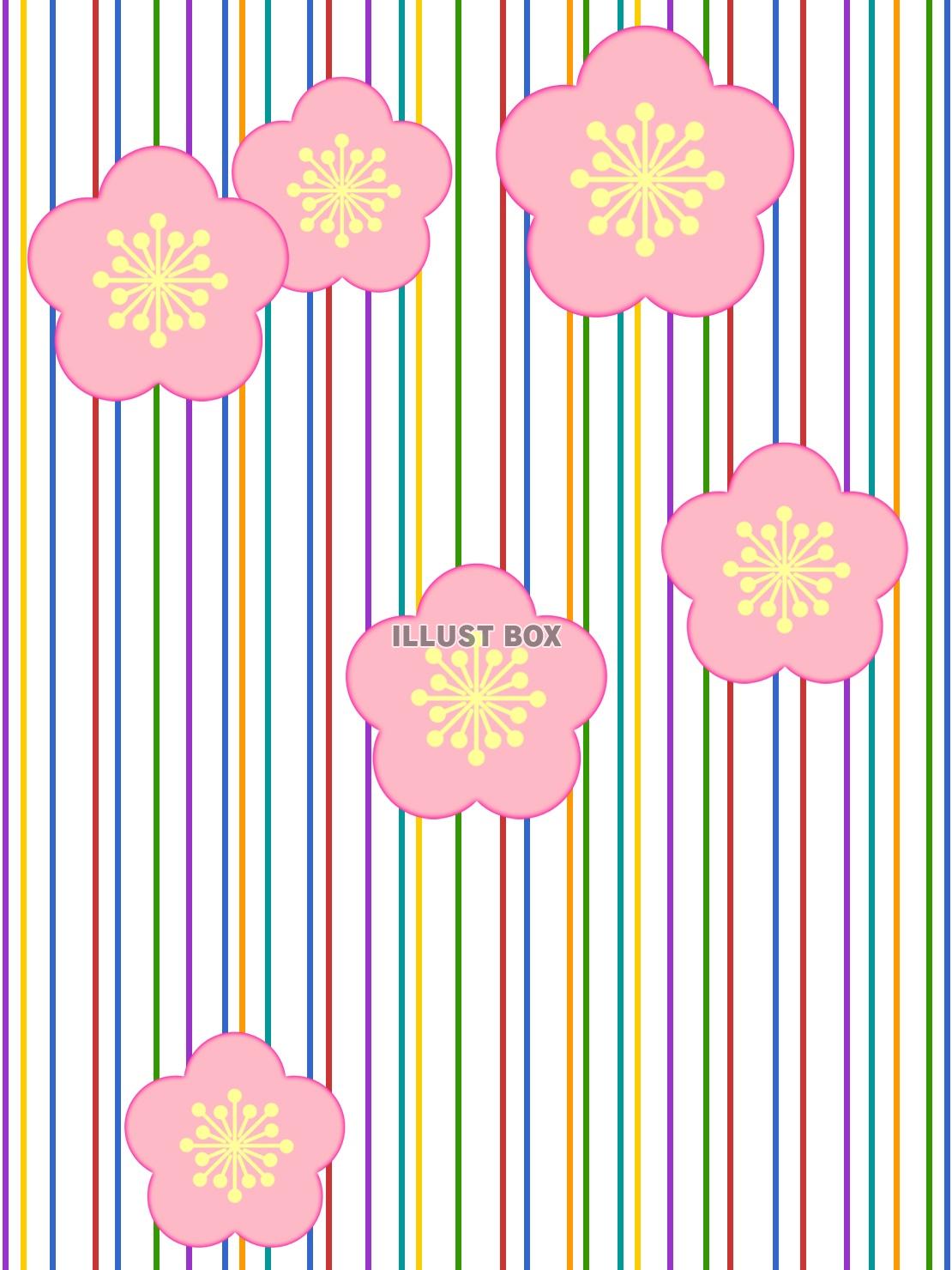 無料イラスト 梅の花模様壁紙カラフル背景素材イラスト