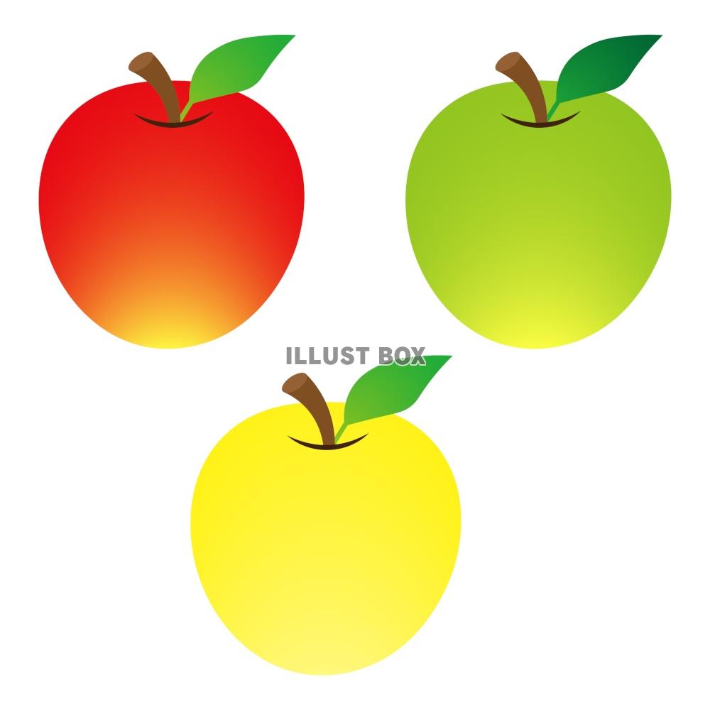無料イラスト 3種類のりんご