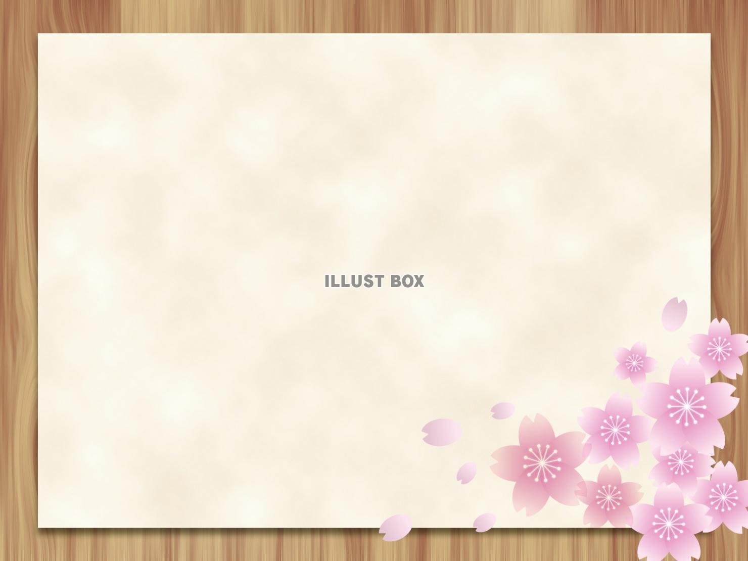 無料イラスト 桜と和紙の掲示板背景素材