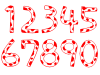 牛柄の数字（白×赤）
