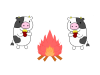 焚火　焼き芋　牛
