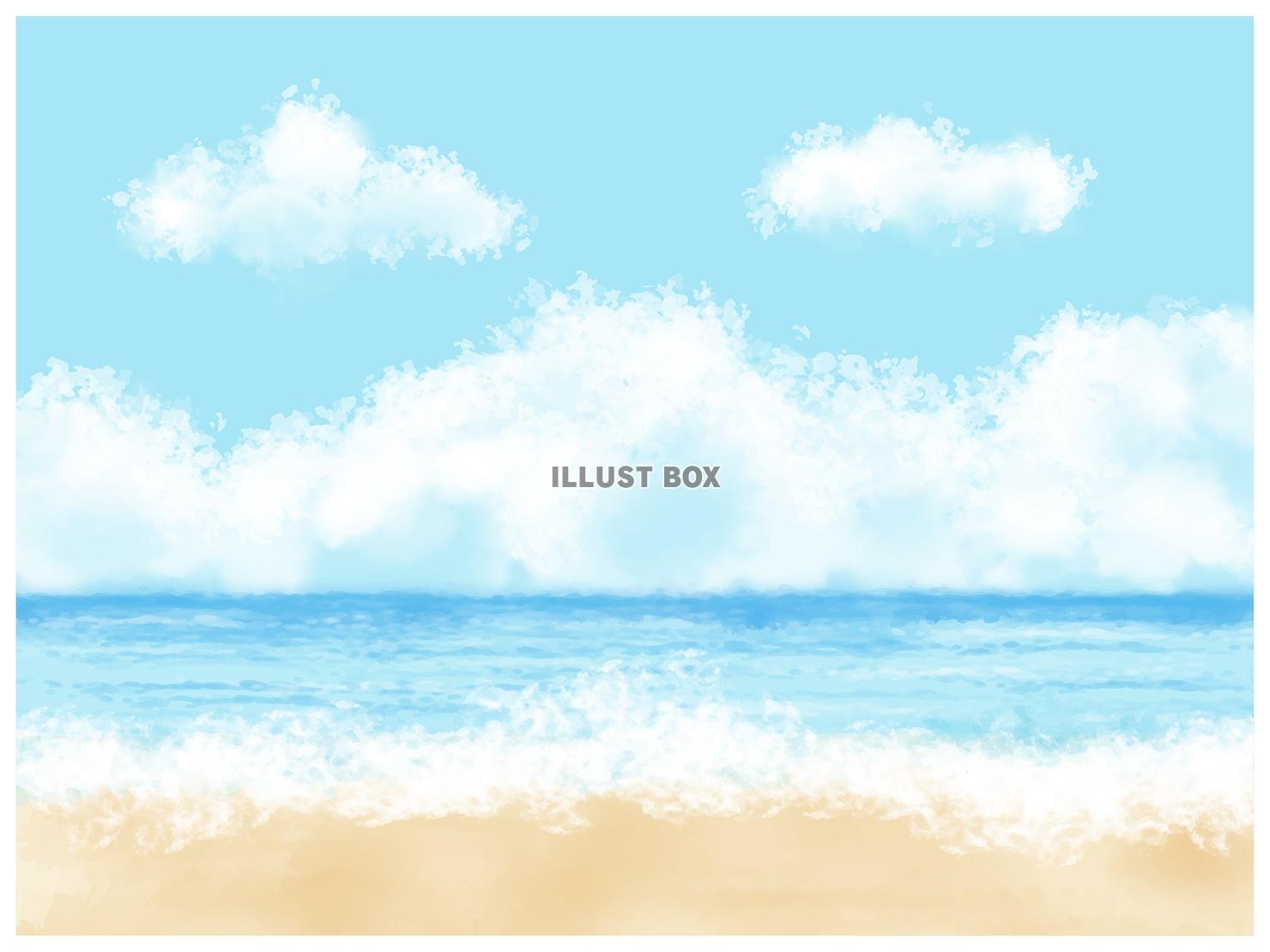 無料イラスト 海岸のイラストカード