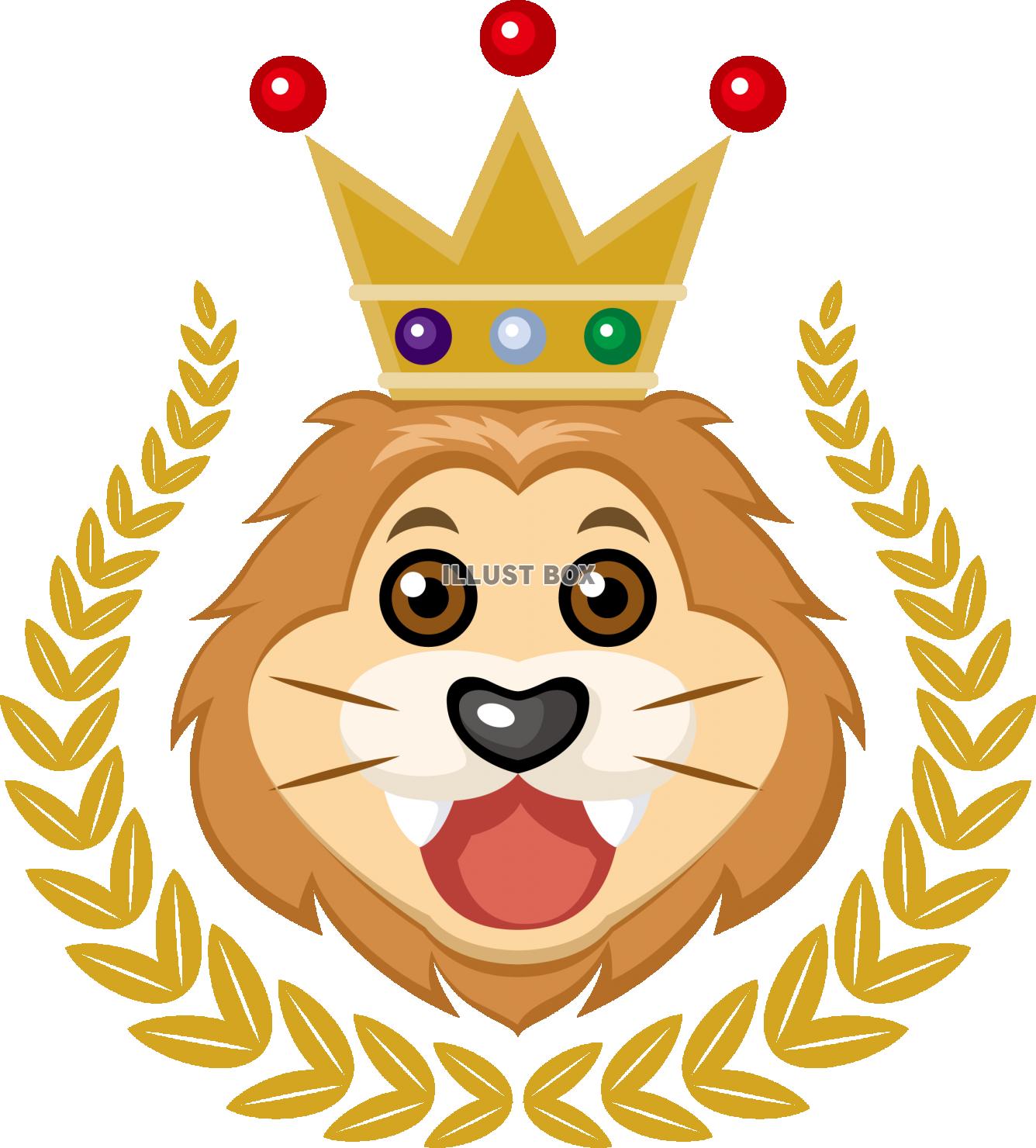 無料イラスト 王冠とライオン チャンピオン