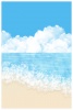 水彩風の青空と海のイラストカード