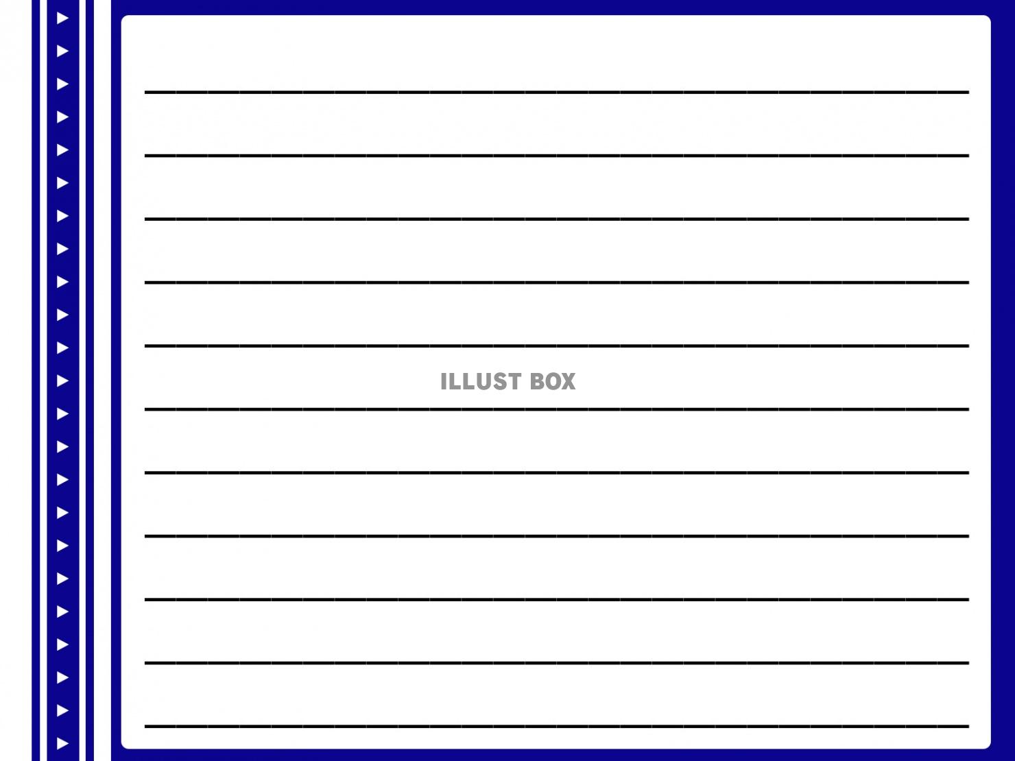 無料イラスト 罫線付きノートの枠フレーム 青