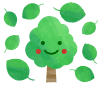 笑顔の緑の木と緑の葉
