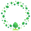 笑顔の緑の木と緑の葉の円形フレーム