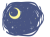 手書き風の可愛い絵本の様な月と星空の背景（透過PNG）