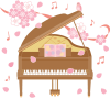 桜が舞うピアノのイラスト