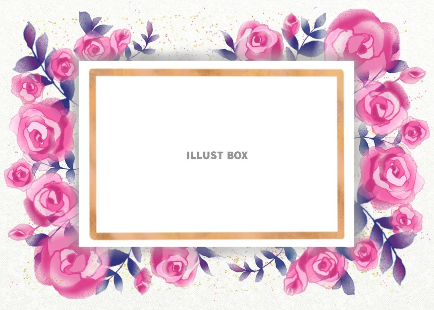 無料イラスト ピンクのバラの花メッセージカード