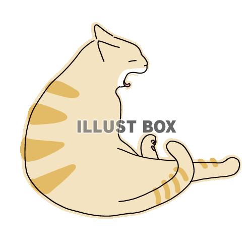 無料イラスト 猫のシンプルかわいい全身イラスト あくびをする猫