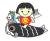 こいのぼりに乗った金太郎とアマビエ　透過png