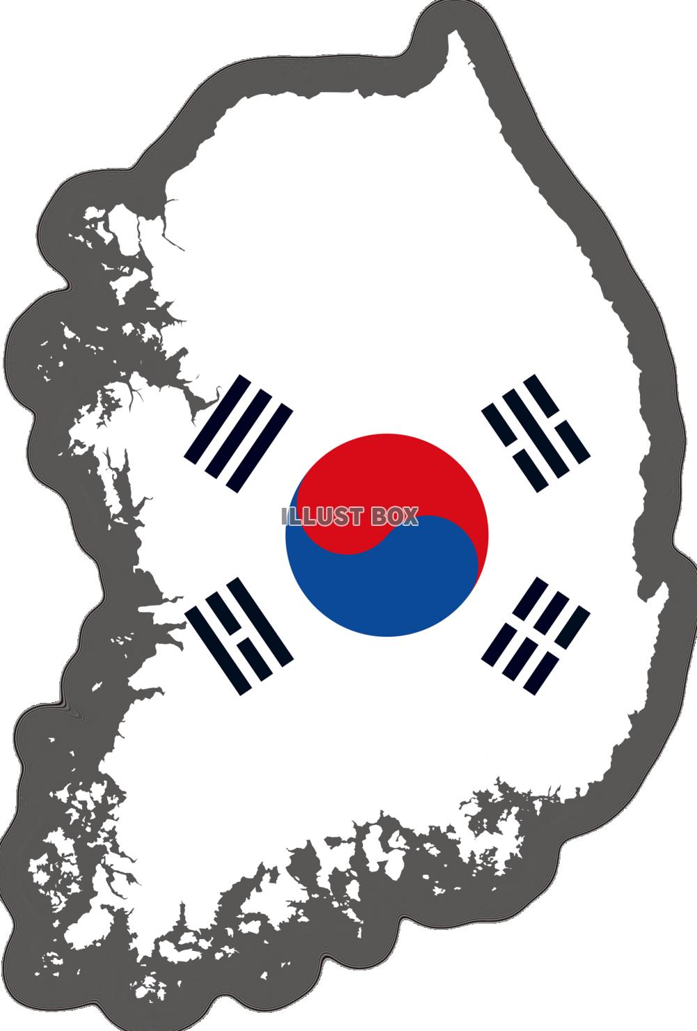 無料イラスト 韓国の地図 国旗