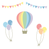 虹色の気球と風船のイラスト