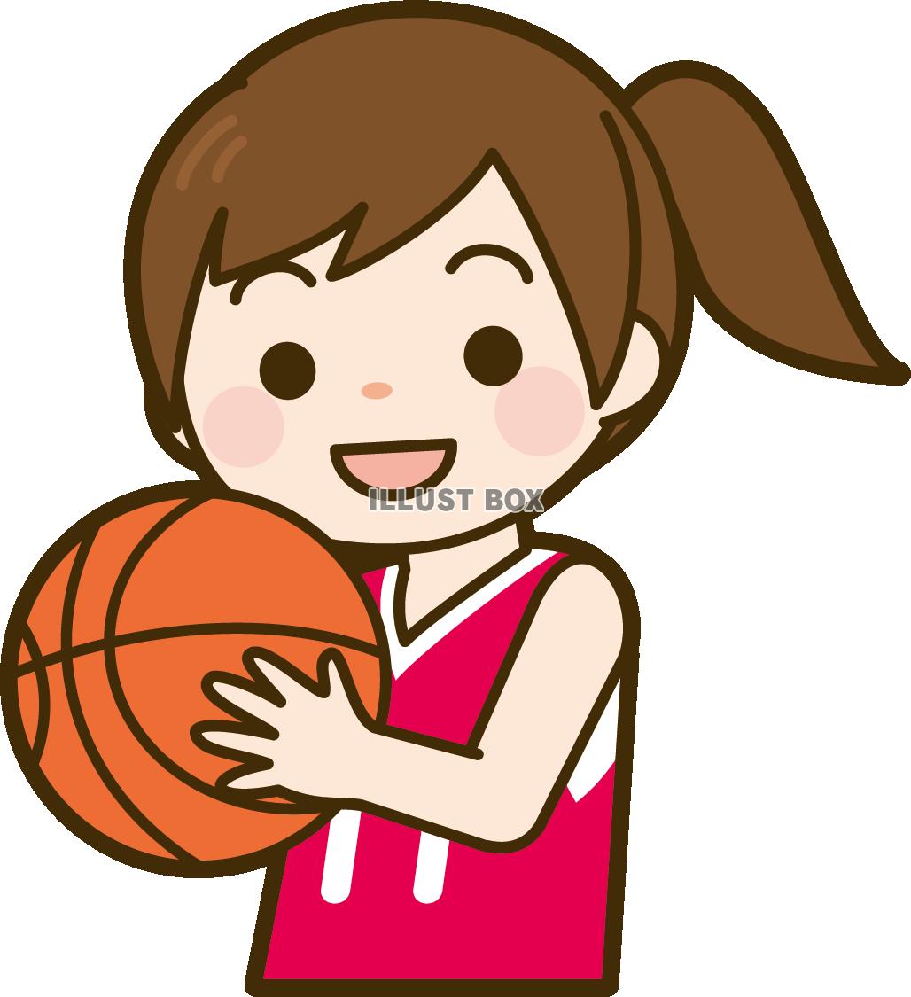 無料イラスト バスケットボールを持った女の子