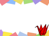 赤い折り鶴フレームシンプル飾り枠背景イラスト。透過png 