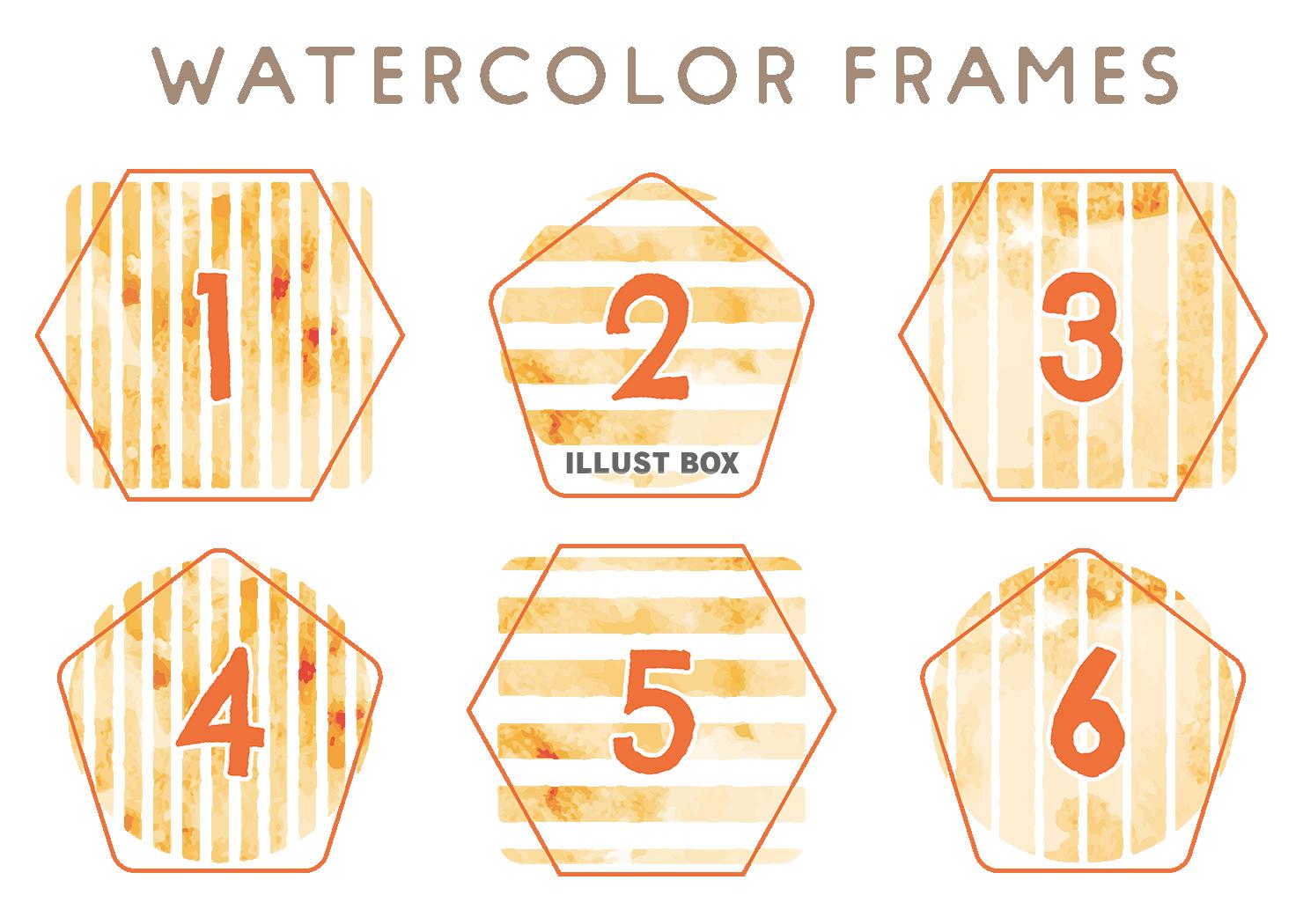 数字入りの水彩タッチストライプフレーム