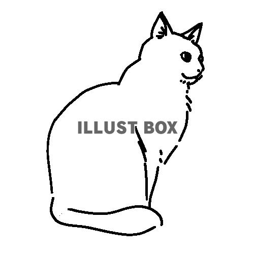 無料イラスト 横向きの猫の全身線画イラスト