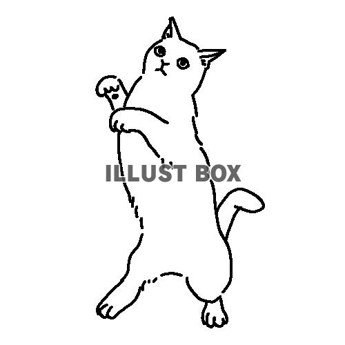無料イラスト ダンスをしている猫の全身線画イラスト