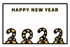 2022年の形をした虎のしっぽのユニークな年賀状イラスト（「2022」の形のデザイン）