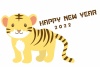 2022年の干支・虎の年賀状イラスト（かわいい赤ちゃんトラのイラスト）テンプレート