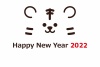 かわいいシンプルなトラの顔の2022年横向きの年賀状（JPG・透過PNG・EPS）写真・画像挿入可能のテンプレート
