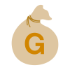 Gと書いてある硬貨袋（PNG背景透過）