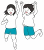 ガッツポーズでジャンプする子供(zipファイル: pdf,jpg,透過png)