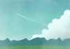 入道雲と青空と飛行雲と野山(zipファイル: pdf,jpg,png)