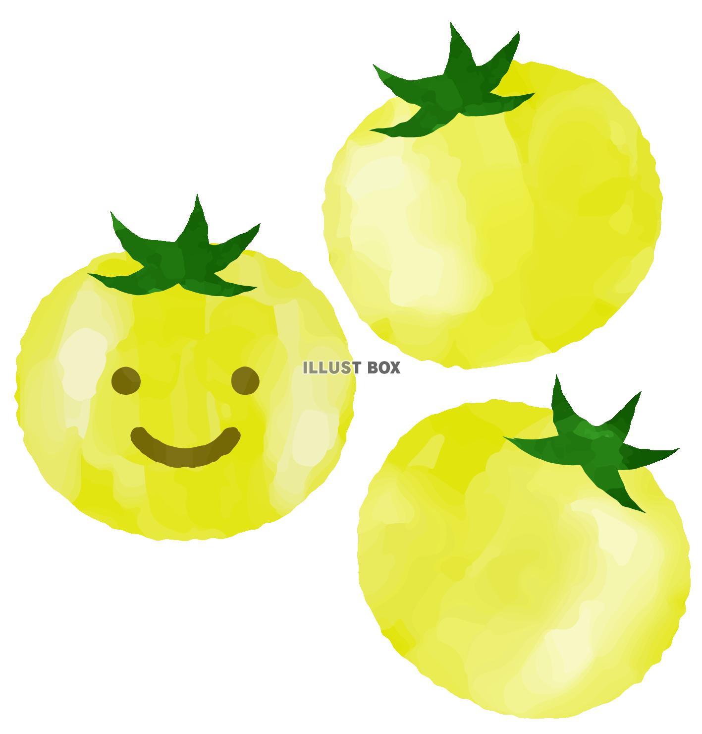 無料イラスト 笑顔の黄色いトマト