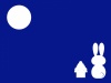 【お月見】うさぎと満月と月見団子のシルエット背景