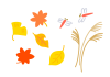 秋の木の葉とトンボとススキ