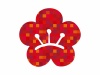 梅の花新春お正月和風シルエットアイコン赤色ワンポイント装飾あしらい飾り無料イラストフリー素材