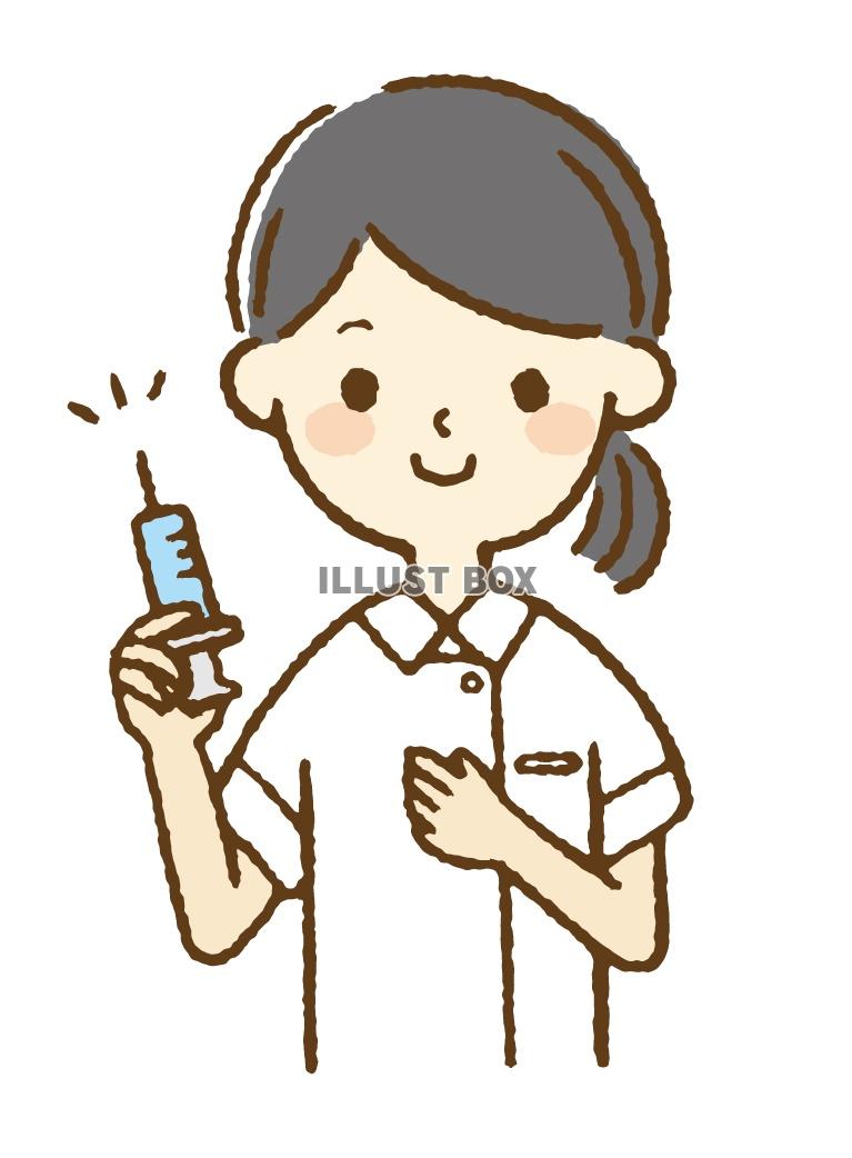 無料イラスト 注射の準備をする看護師