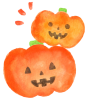 水彩のかぼちゃのランタン