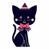 ハロウィン 黒猫　ブラックキャット かわいい イラスト