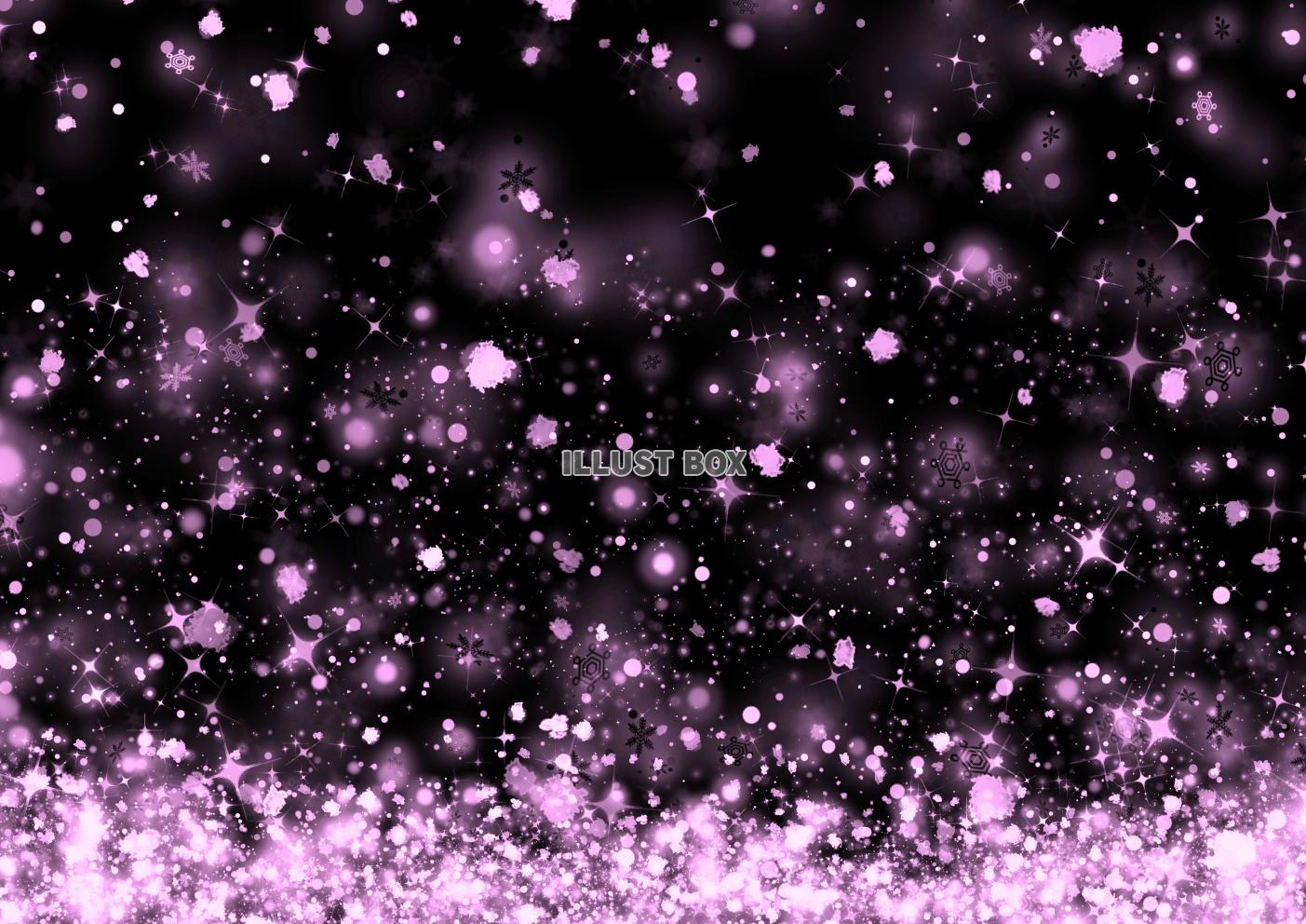 無料イラスト 絵本風の幻想的で綺麗な降り積もる雪の黒背景